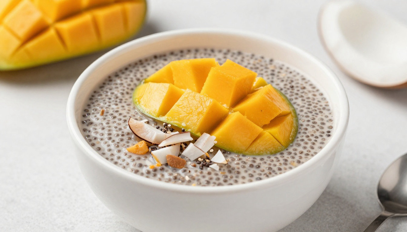 Le pudding coco et mangue pour un r&eacute;veil exotique