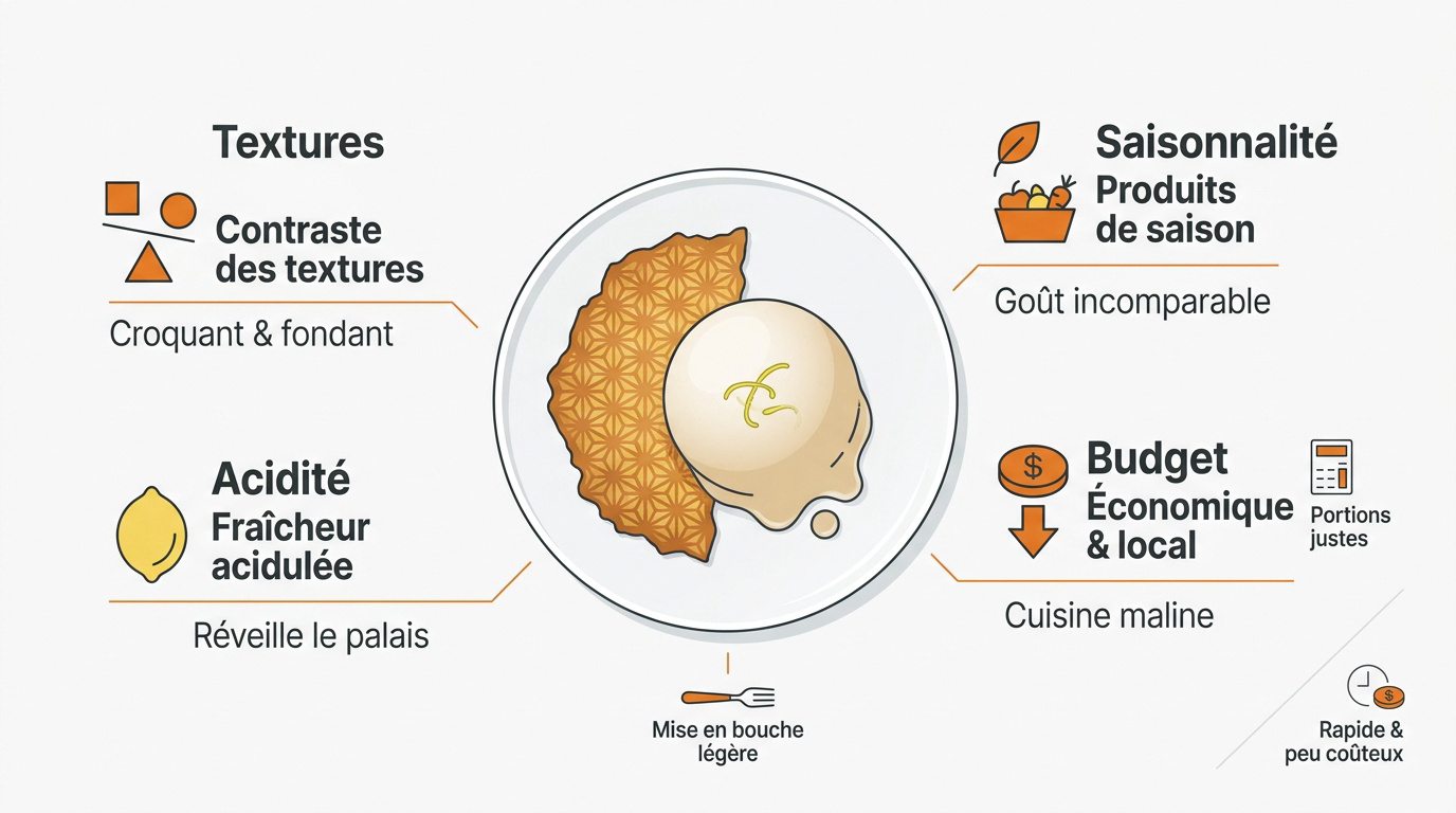 Infographie sur l'art de réussir une entrée parfaite avec des produits de saison