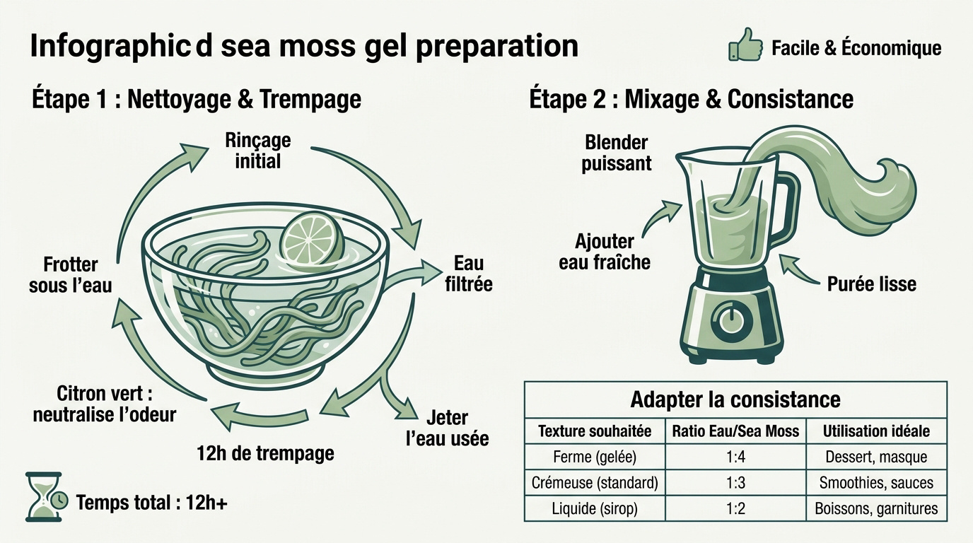 Infographie sur la préparation du gel de sea moss