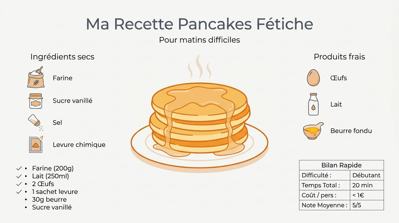 Ingrédients nécessaires pour préparer une recette de pancakes moelleux