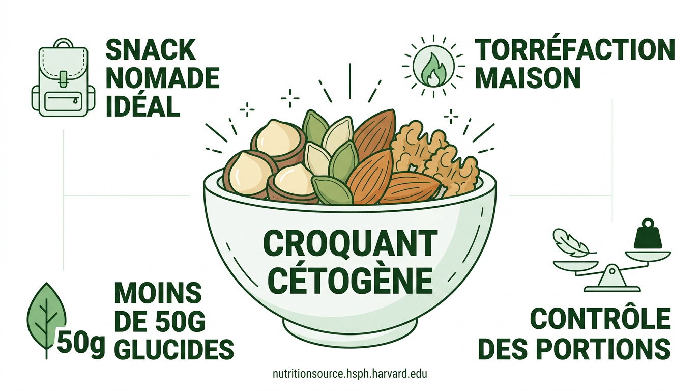 Sélection de noix et graines pour un en-cas cétogène croquant et riche en protéines