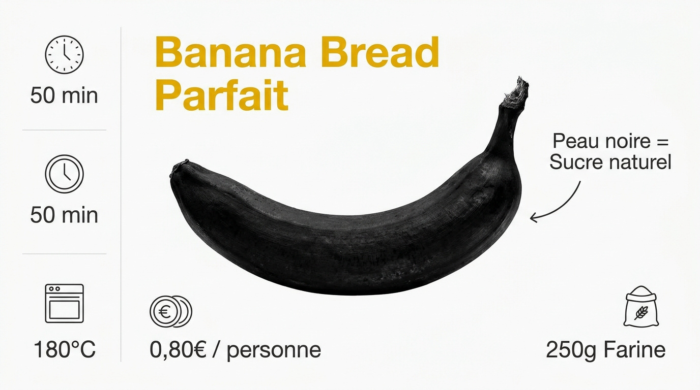 Infographie détaillée de la recette du banana bread