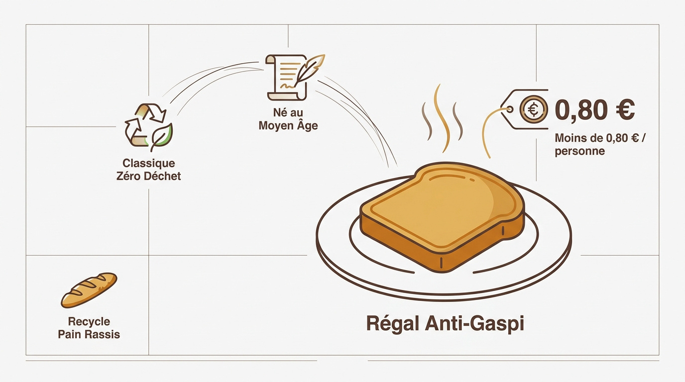 Tranches de pain perdu dorées à la poêle avec du sucre glace