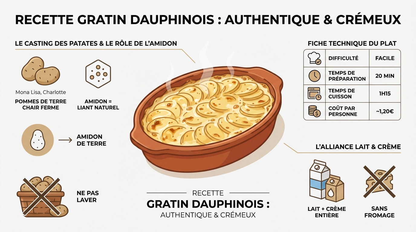 Gratin dauphinois traditionnel doré dans un plat en céramique