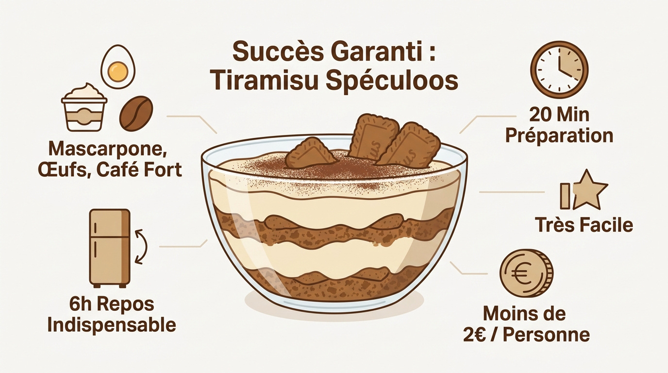 Tiramisu aux spéculoos crémeux dans un plat en verre